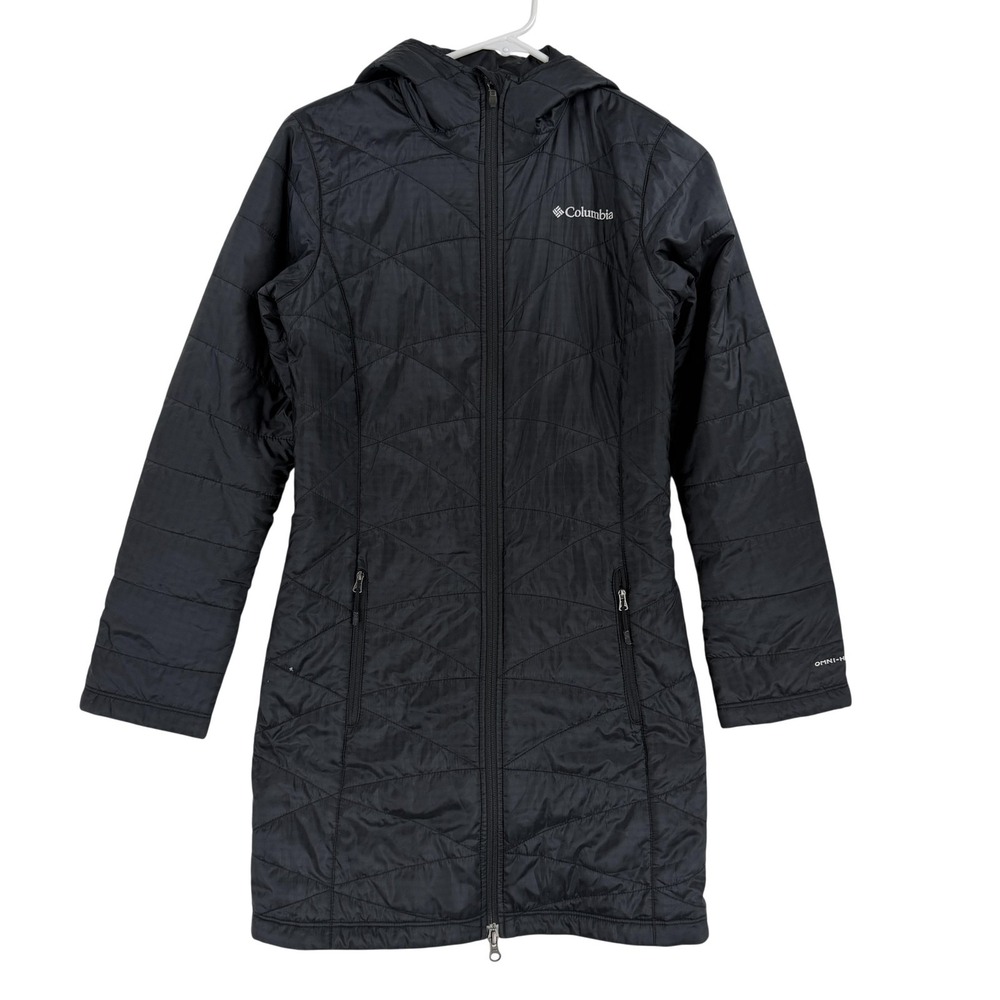 Columbia Coat Womens XS Black‎ Omni-Heat Hooded Quilted Full Zip Parka Warm